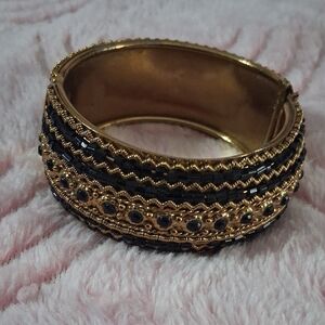 Elegant Gold and Black Bangle Bracelet
